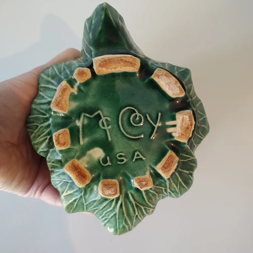 McCoy Pottery Vintage Apple Planter Vase 1950s FLAWS REPAIRED